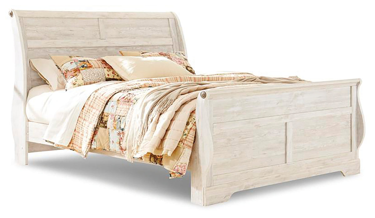 Willowton Whitewash King Sleigh Bed from Ashley - Luna Furniture