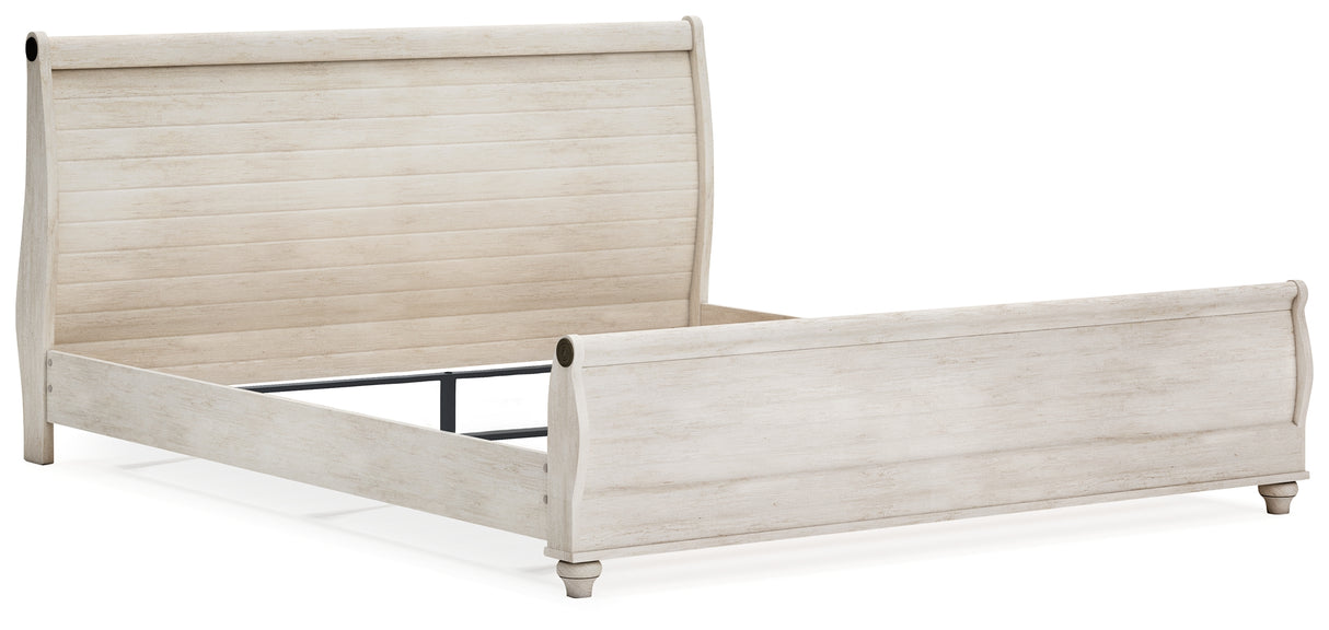 Willowton Whitewash Queen Bed, Dresser, Mirror and Chest from Ashley Furniture - Luna Furniture