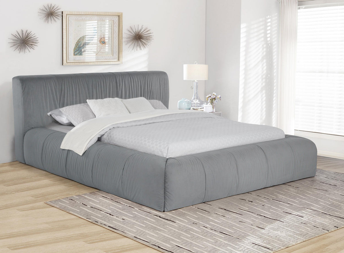 Wilshire Gray Upholstered Eastern King Platform Bed from Coaster - Luna Furniture