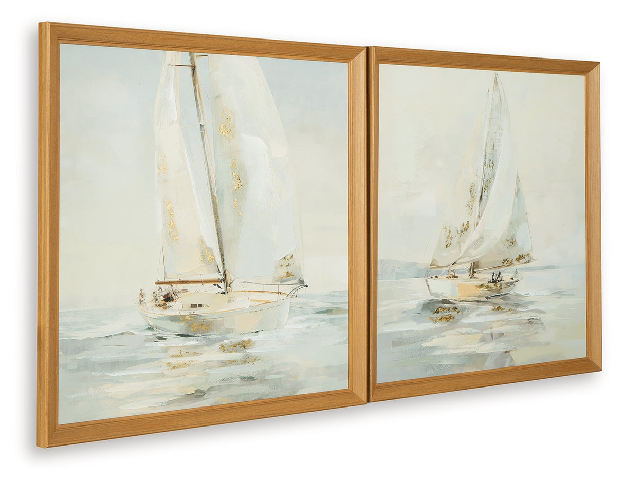 Winbrook Gray/Tan/Gold Finish Wall Art Set (Set of 2) from Ashley Furniture - Luna Furniture