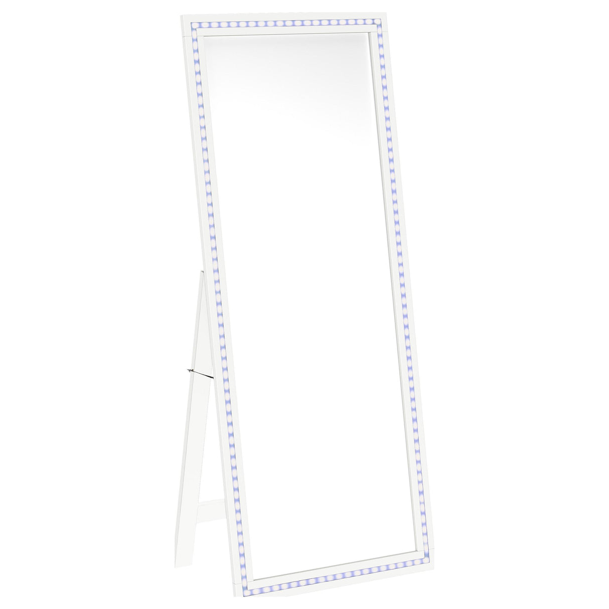 Windrose White Full Length Floor Standing Tempered Mirror with LED Lighting from Coaster - Luna Furniture
