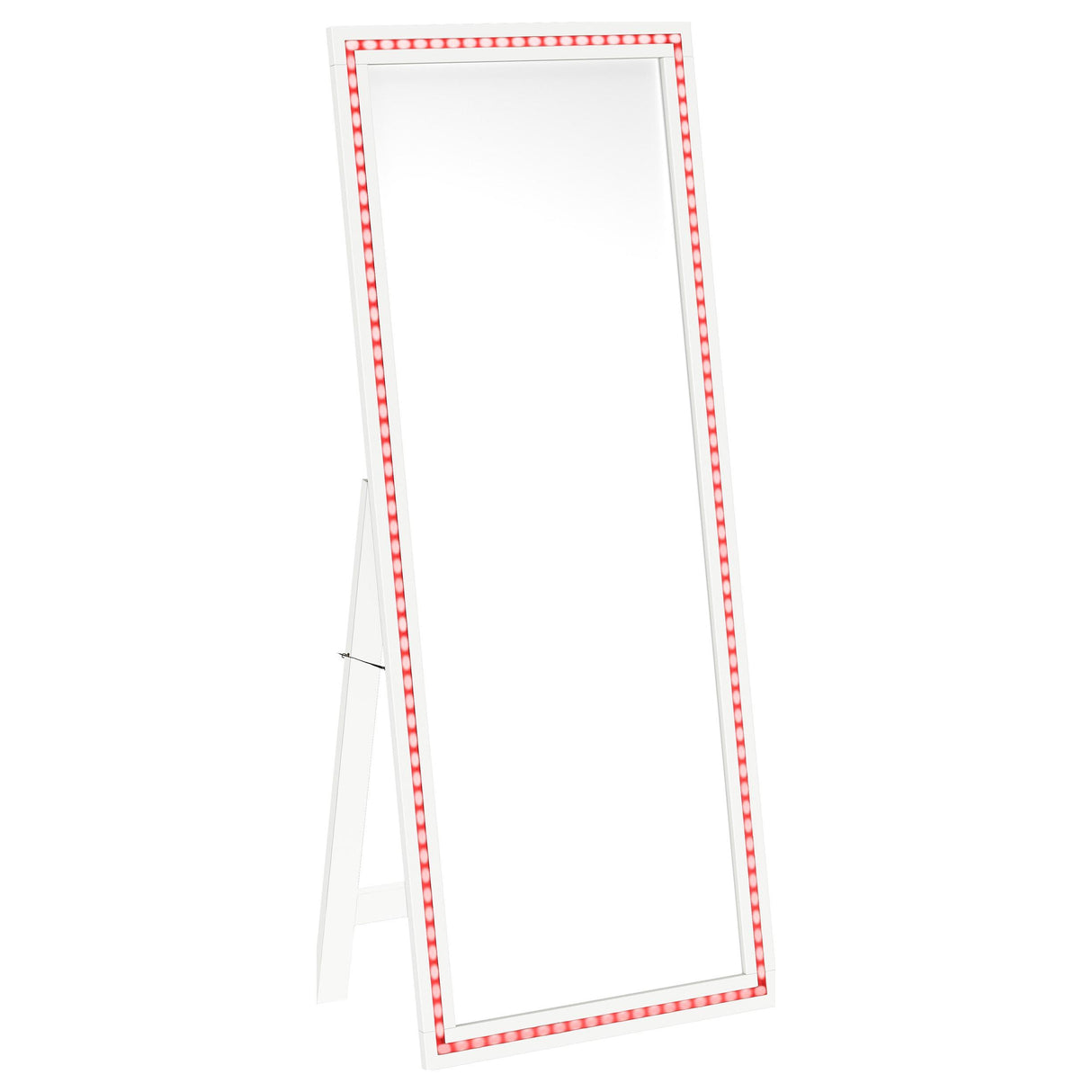 Windrose White Full Length Floor Standing Tempered Mirror with LED Lighting from Coaster - Luna Furniture