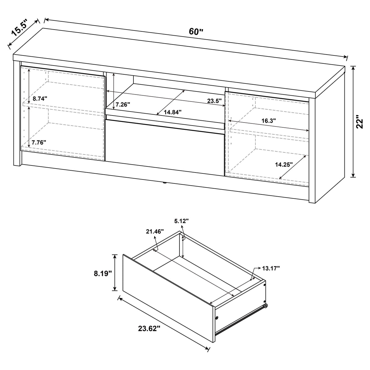 Winfield Black 3-Piece Entertainment Center 60-inch TV Stand from Coaster - Luna Furniture