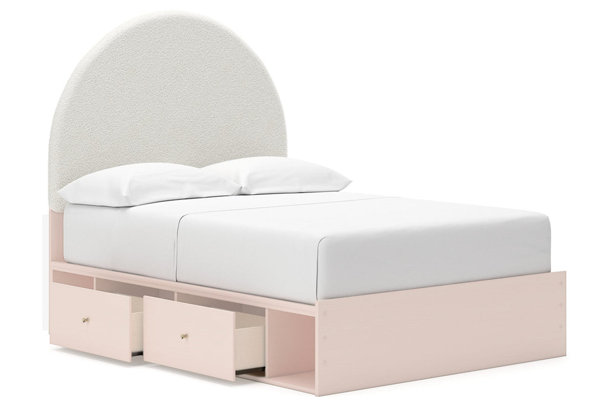 Wistenpine Blush Full Upholstered Storage Platform Bed with 4 Drawers from Ashley - Luna Furniture