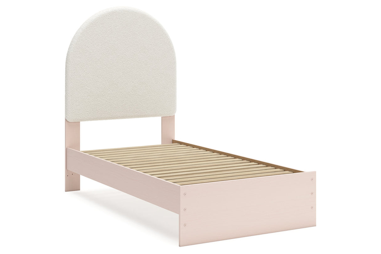Wistenpine Blush Twin Upholstered Platform Bed from Ashley - Luna Furniture