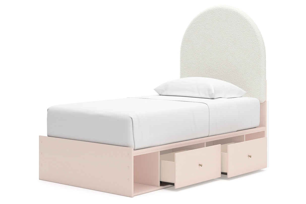 Wistenpine Blush Twin Upholstered Storage Platform Bed with 2 Drawers from Ashley - Luna Furniture