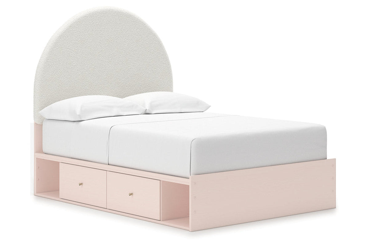 Wistenpine Blush Upholstered Youth Storage Platform Bedroom Set with 2 Drawers from Ashley - Luna Furniture