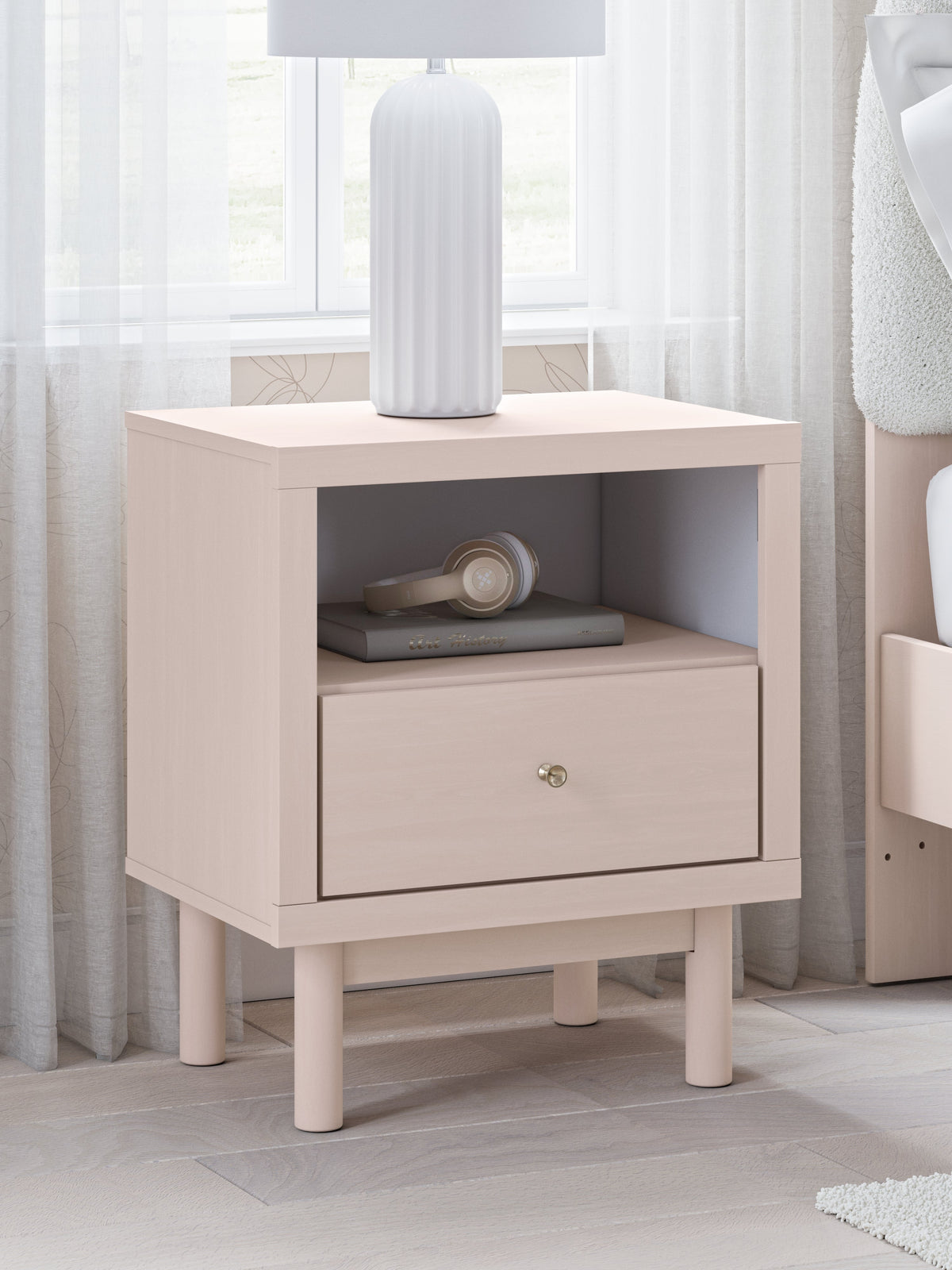 Wistenpine Blush Upholstered Youth Storage Platform Bedroom Set with 2 Drawers from Ashley - Luna Furniture