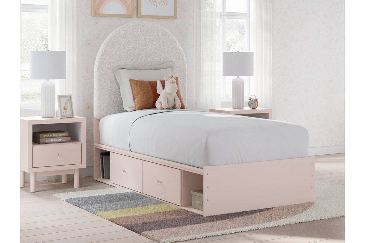 Wistenpine Blush Upholstered Youth Storage Platform Bedroom Set with 4 Drawers from Ashley - Luna Furniture