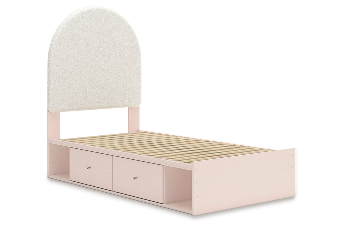 Wistenpine Blush Upholstered Youth Storage Platform Bedroom Set with 4 Drawers from Ashley - Luna Furniture
