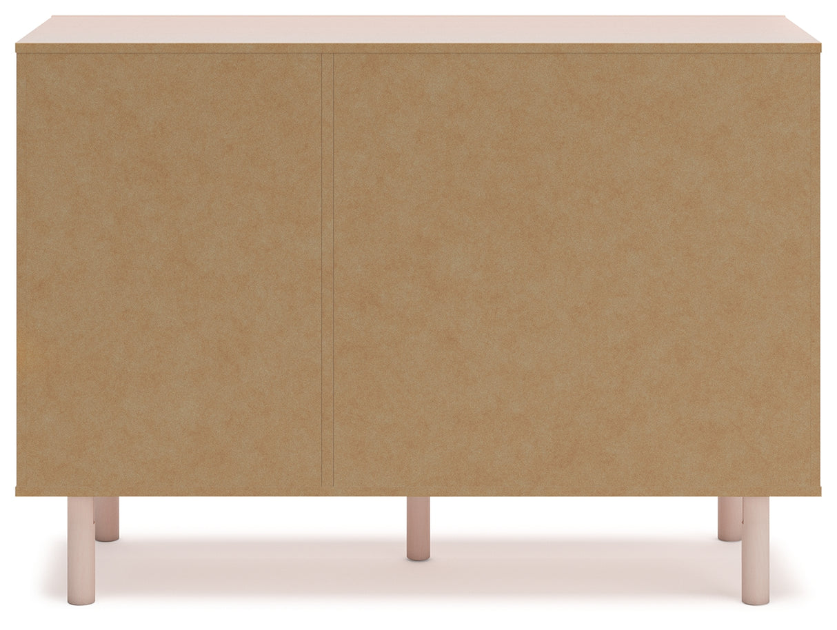 Wistenpine Twin Upholstered Panel Headboard with Dresser and 2 Nightstands in Blush from Ashley - Luna Furniture