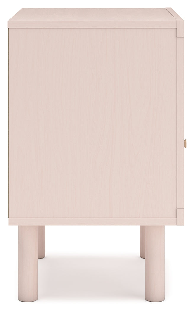 Wistenpine Twin Upholstered Panel Headboard with Dresser and 2 Nightstands in Blush from Ashley - Luna Furniture