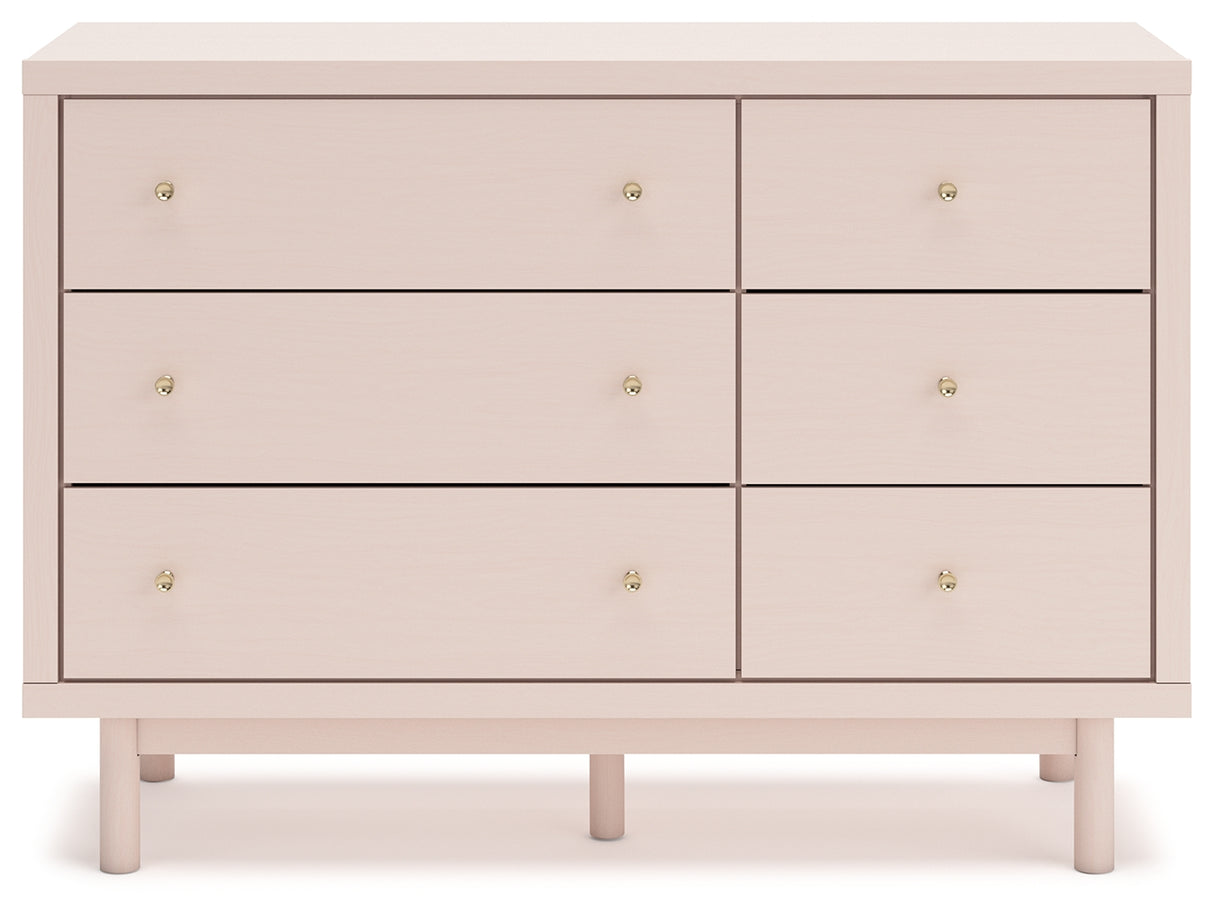 Wistenpine Twin Upholstered Panel Headboard with Dresser in Blush from Ashley - Luna Furniture