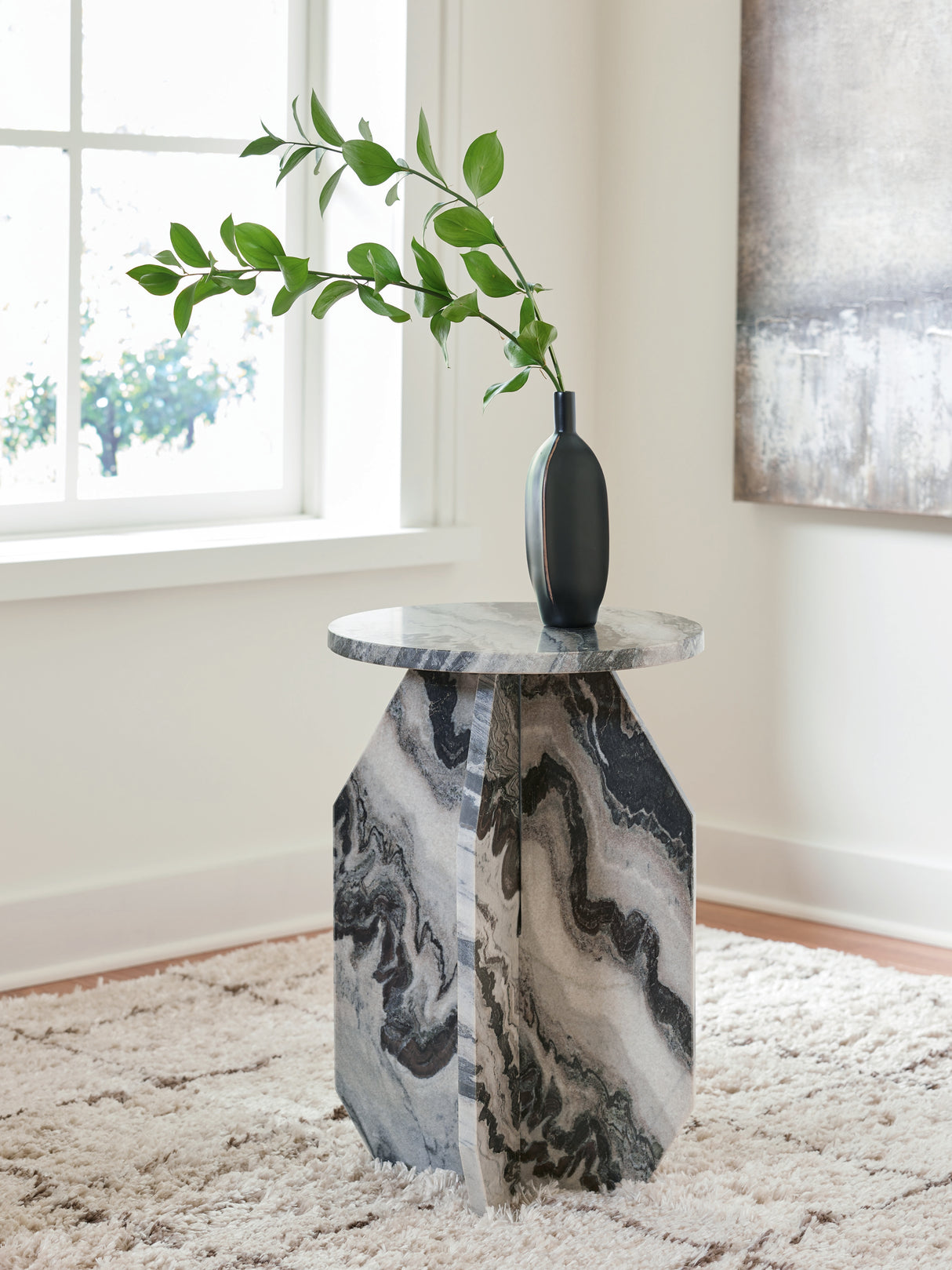 Wrenlane White/Black Accent Table from Ashley - Luna Furniture