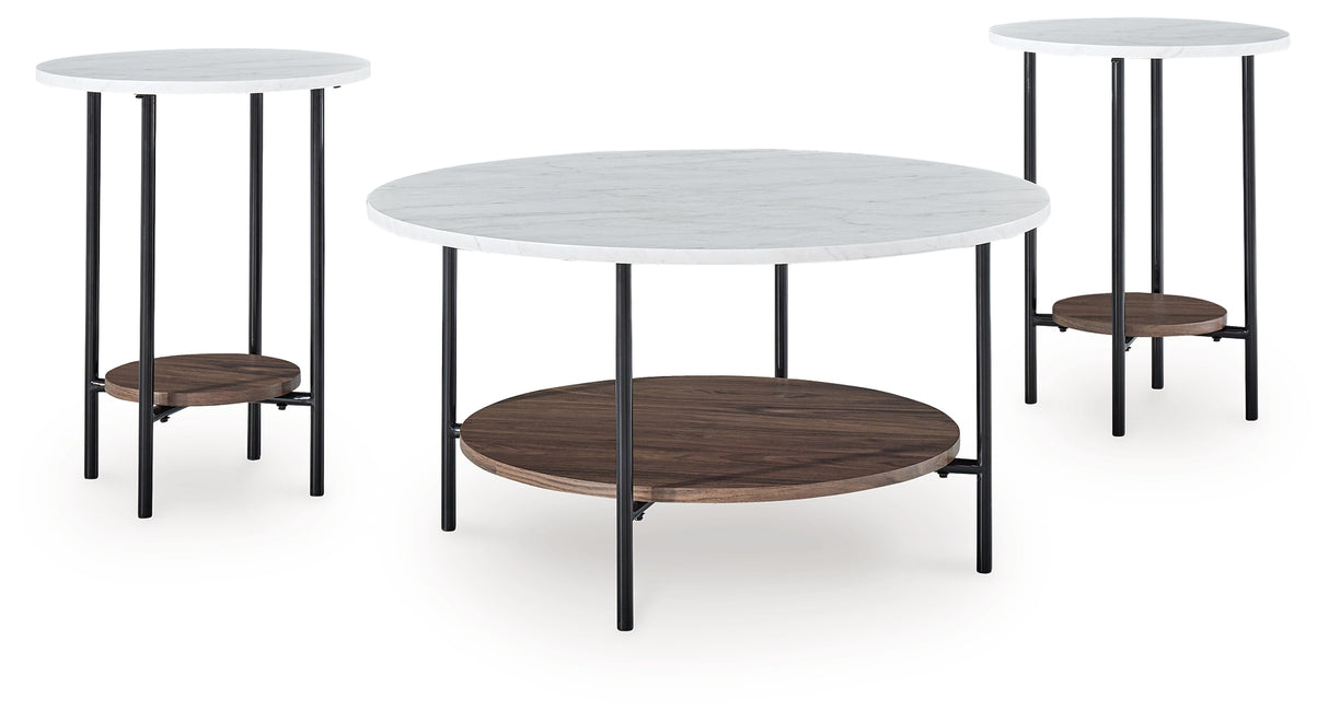 Wrenwich Brown/Black/White Table (Set of 3) from Ashley - Luna Furniture