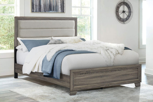 Wright Brown Oak 50-inch Upholstered Queen Bed