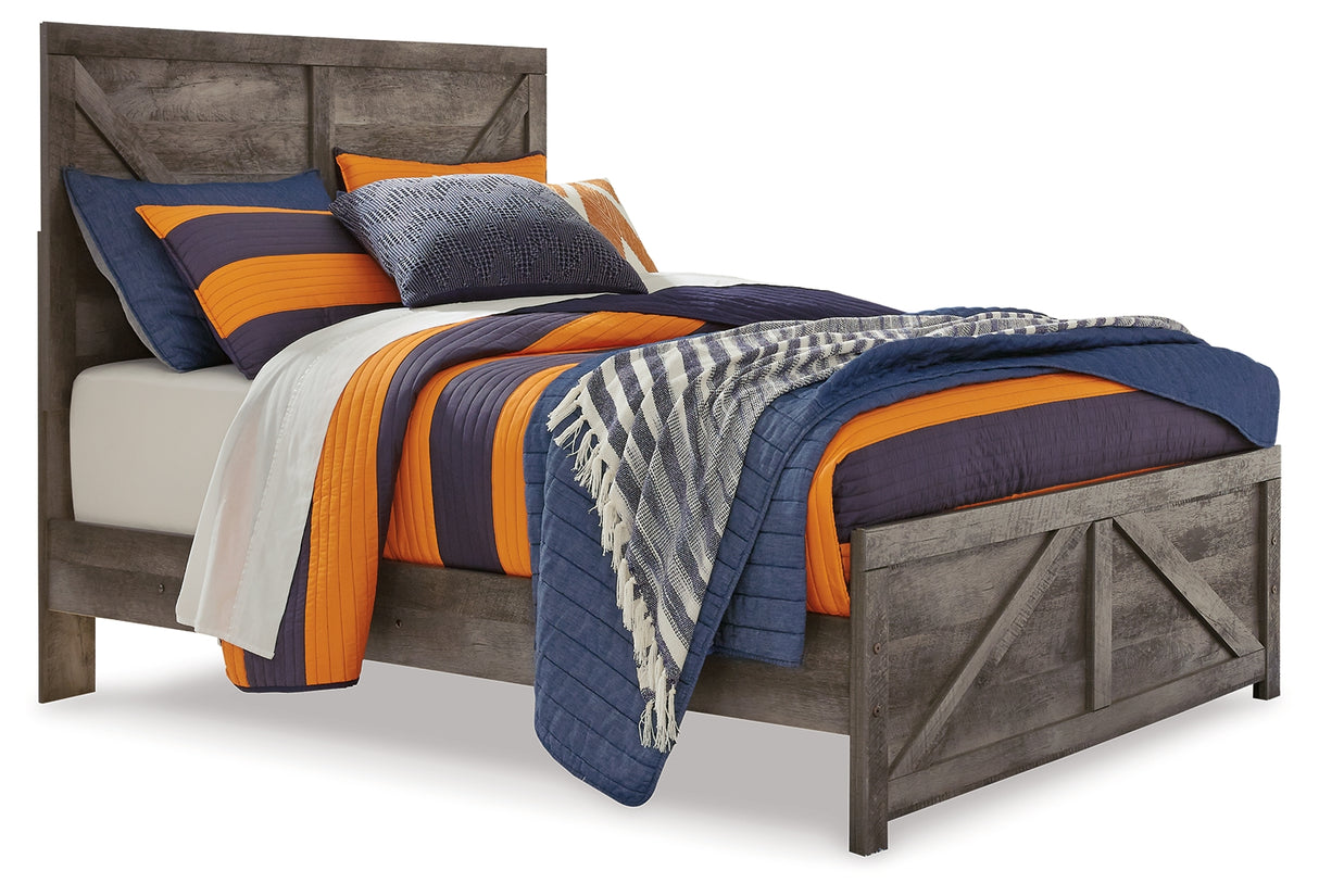 Wynnlow Gray Full Crossbuck Panel Bed and 2 Chests from Ashley Furniture - Luna Furniture