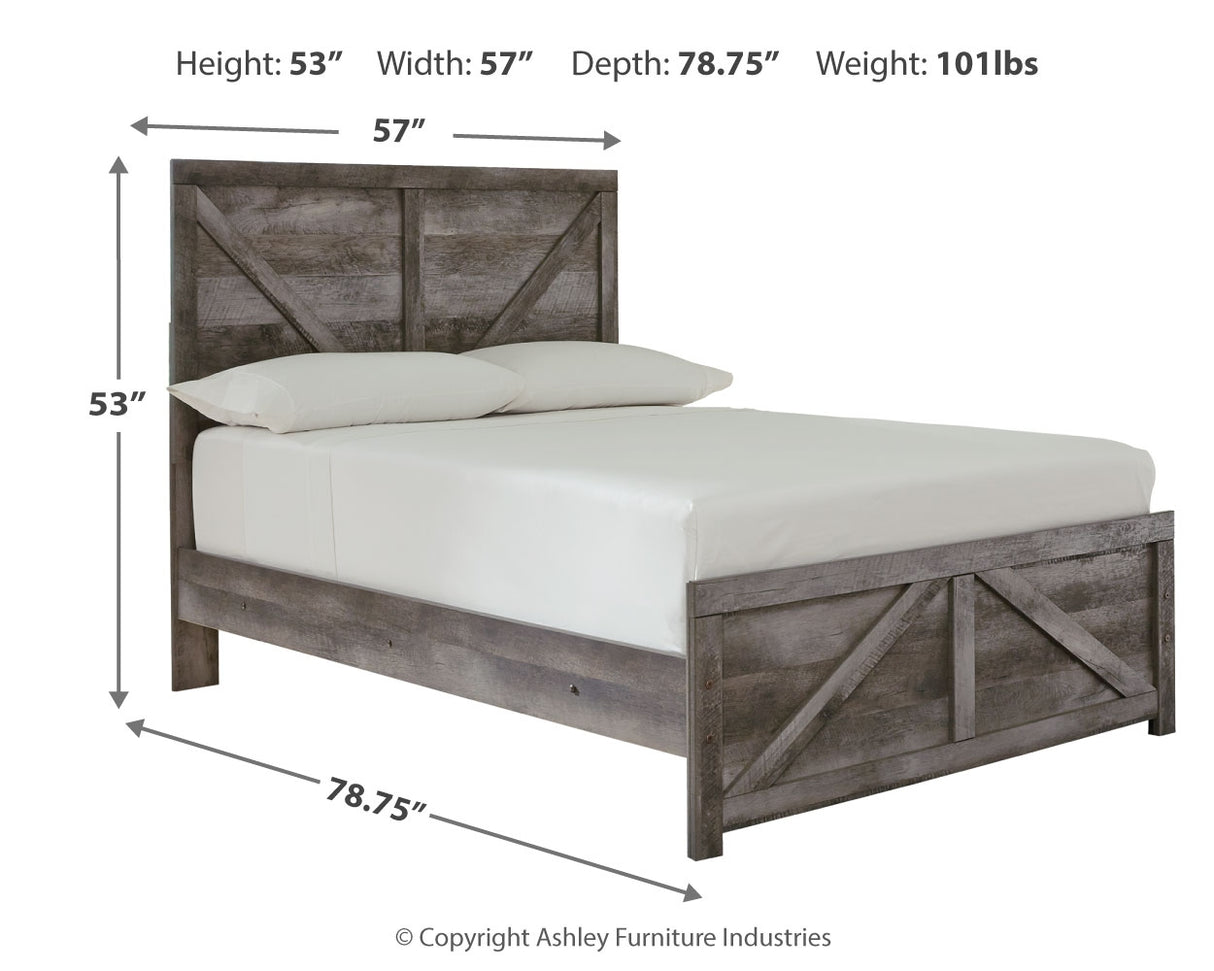 Wynnlow Gray Full Crossbuck Panel Bed and 2 Chests from Ashley Furniture - Luna Furniture