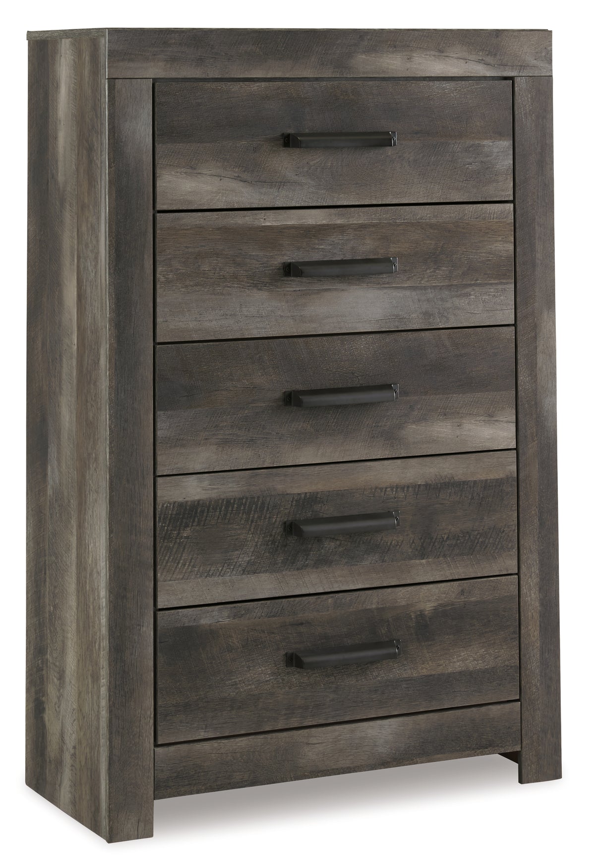 Wynnlow Queen Crossbuck Panel Bed with Mirrored Dresser and Chest in Gray from Ashley Furniture - Luna Furniture
