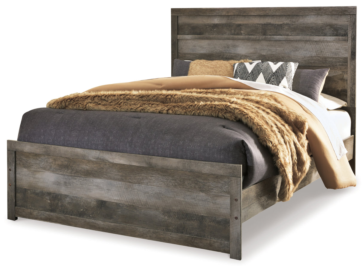 Wynnlow Queen Panel Bed with Mirrored Dresser and 2 Nightstands in Gray from Ashley Furniture - Luna Furniture