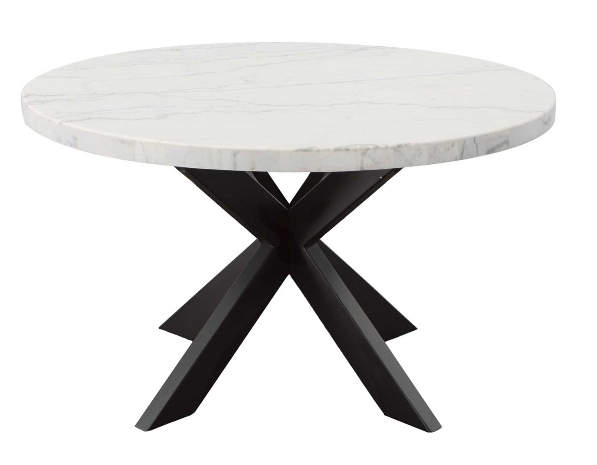 Xena 52-inch Round 5-Piece White Marble Dining Set(Table & 4 Side Chairs) from Steve Silver - Luna Furniture