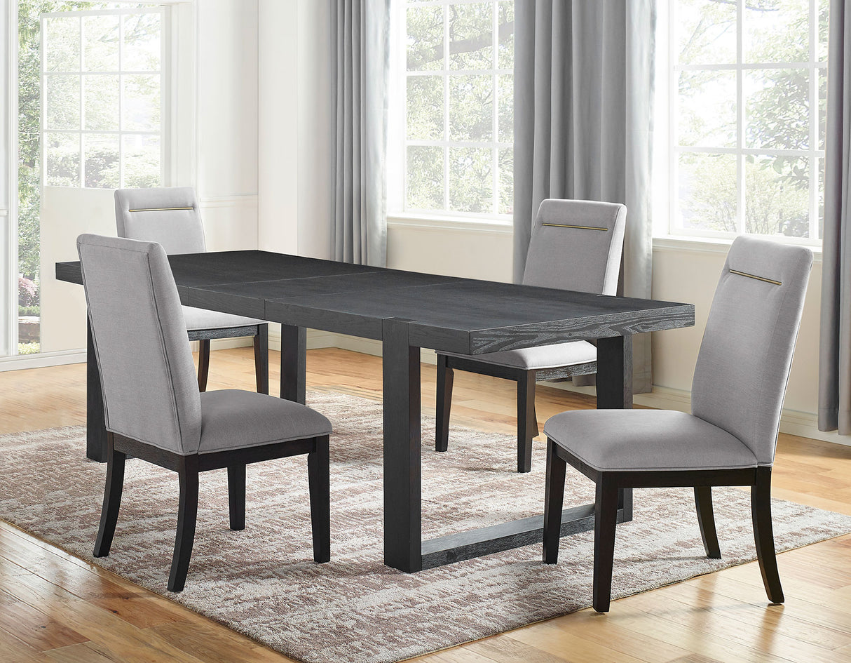 Yves Black/Gray 5 Piece Dining Set (Table & 4 Gray Performance Side Chairs) from Steve Silver - Luna Furniture