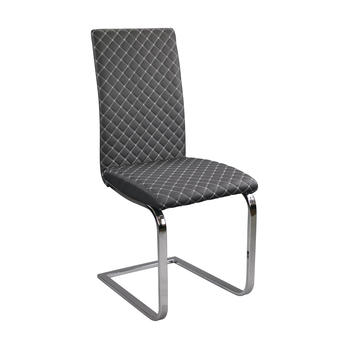 Yannis Chrome Metal/Gray Faux Leather 7-Piece Dining Set from Homelegance - Luna Furniture