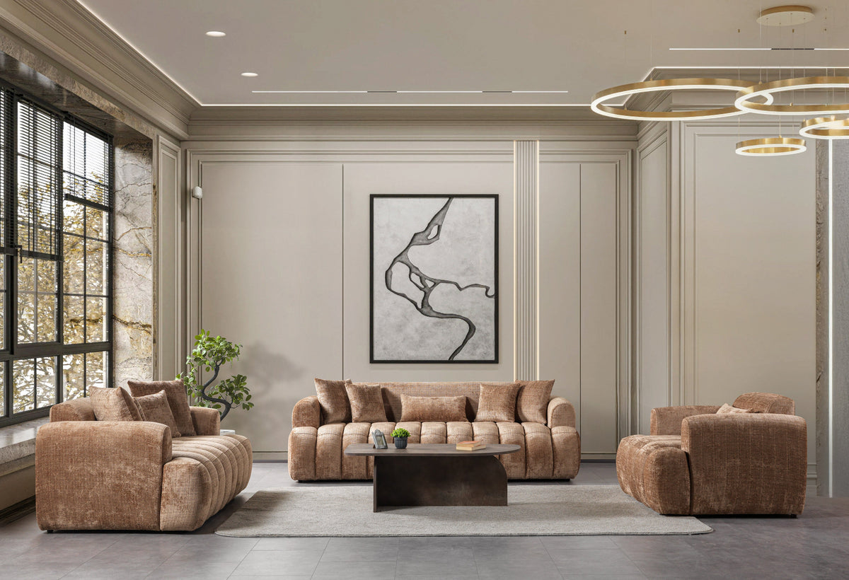 Yulia Coffee Boucle Sofa & Loveseat from Nova Furniture - Luna Furniture