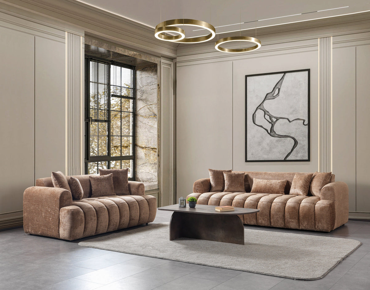 Yulia Coffee Boucle Sofa & Loveseat from Nova Furniture - Luna Furniture