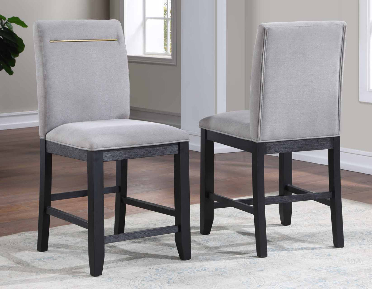 Yves 24″ Counter Stool, Grey Upholstered, Set of 2 from Steve Silver - Luna Furniture