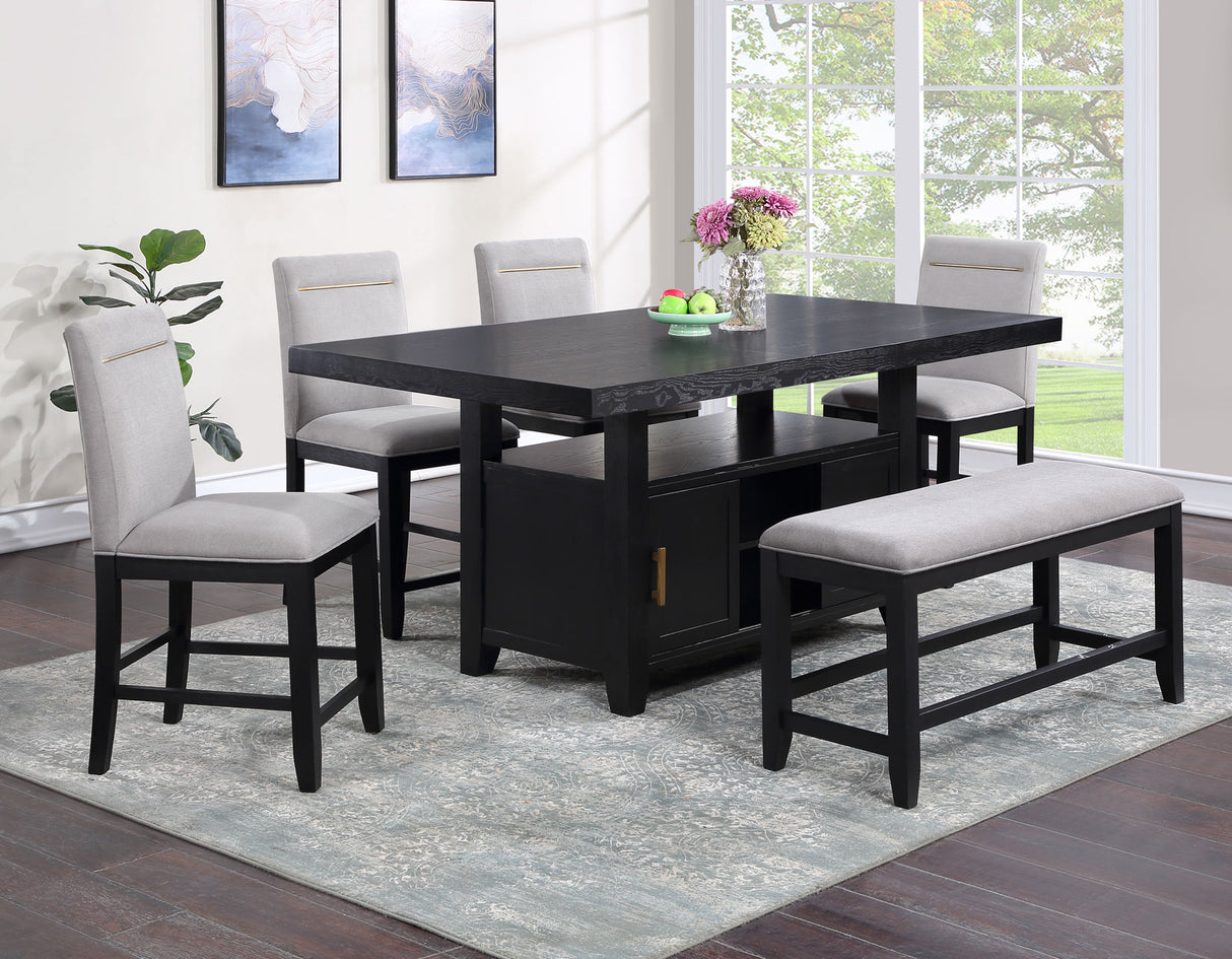 Yves Charcoal Storage Counter Height Dining Set from Steve Silver - Luna Furniture