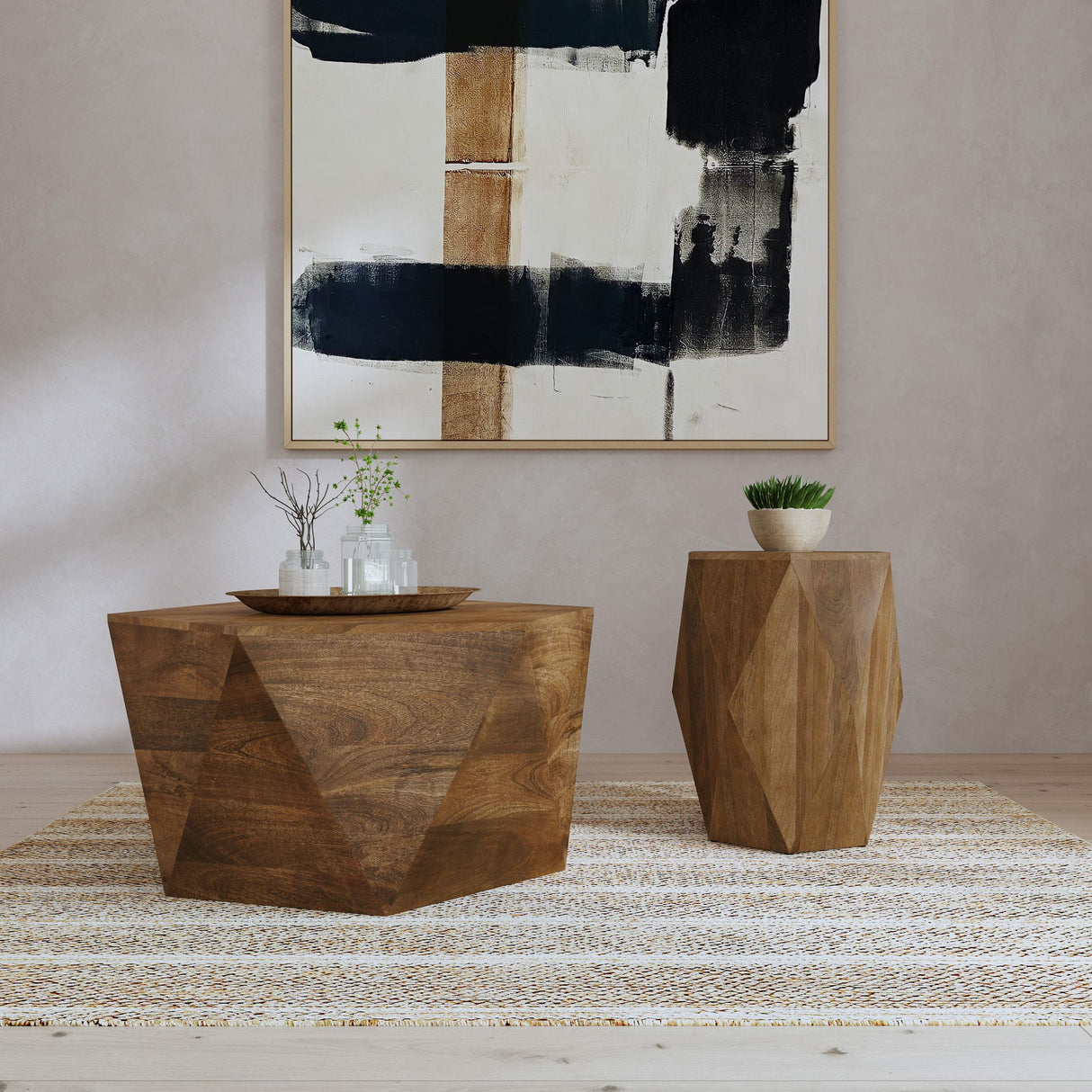 Zalika Natural Hexagonal Solid Mango Wood End Table from Coaster - Luna Furniture