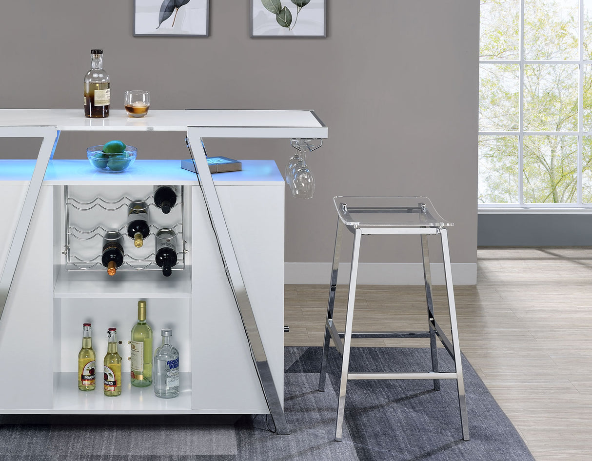Zena White/Chrome 3-Piece Bar Set with LED lighting from Steve Silver - Luna Furniture