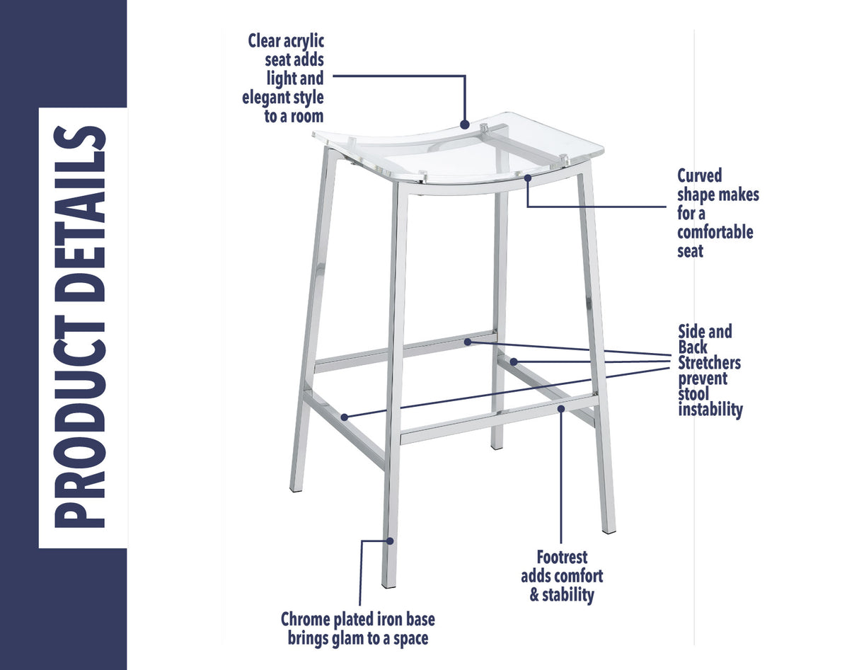 Zena White/Chrome 3-Piece Bar Set with LED lighting from Steve Silver - Luna Furniture