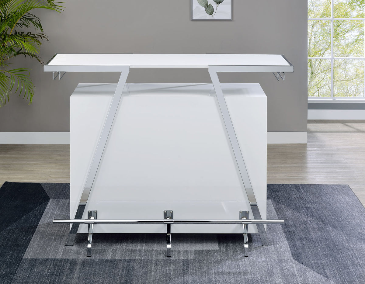Zena White/Chrome Bar w/LED Lights from Steve Silver - Luna Furniture