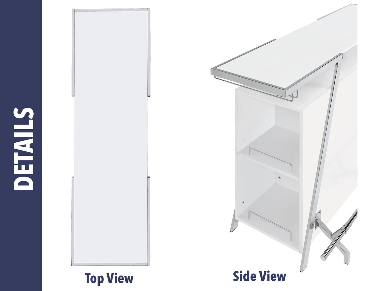 Zena White/Chrome Bar w/LED Lights from Steve Silver - Luna Furniture