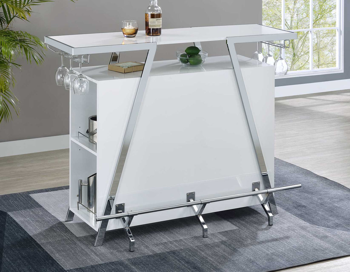Zena White/Chrome Bar w/LED Lights from Steve Silver - Luna Furniture
