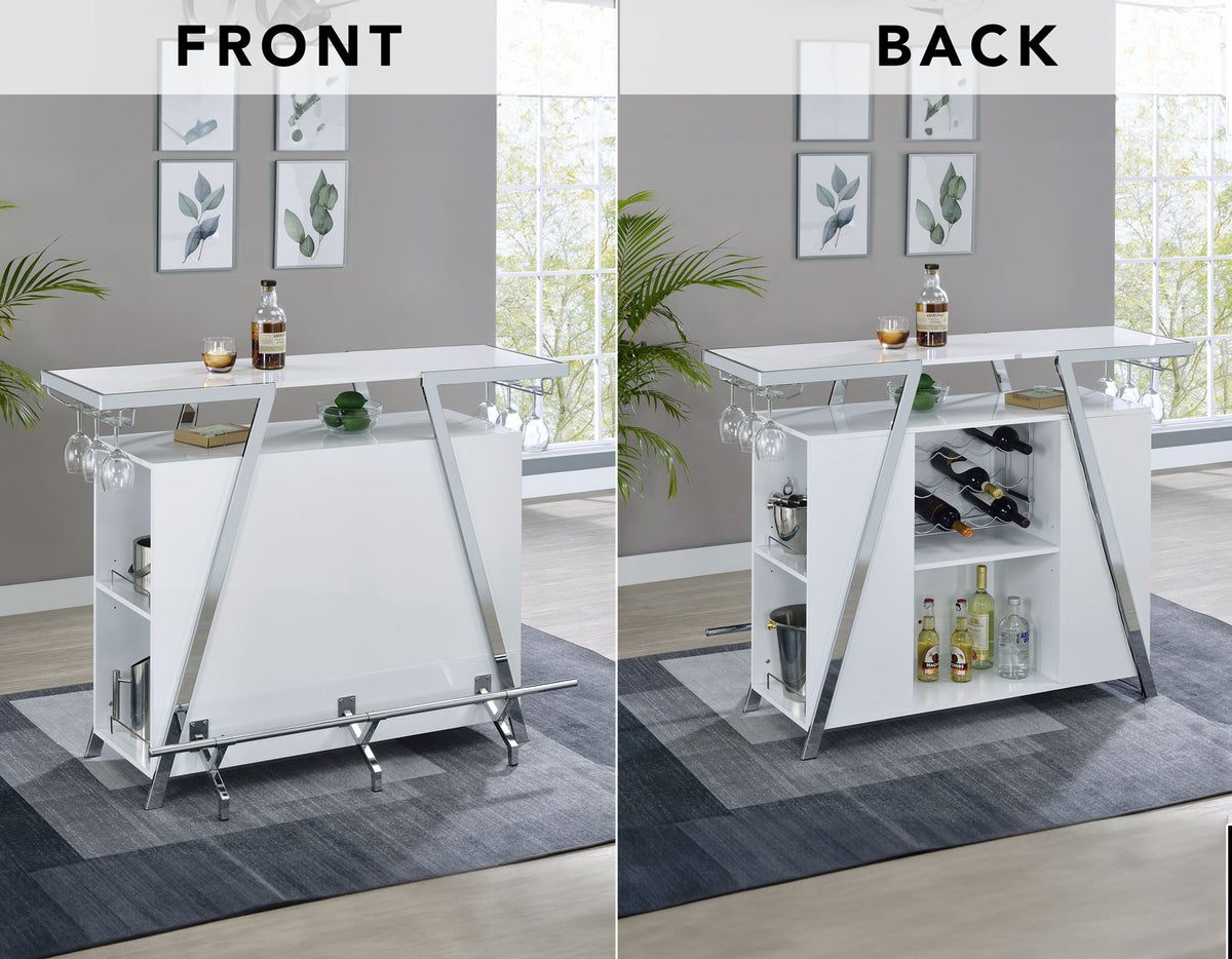 Zena White/Chrome Bar w/LED Lights from Steve Silver - Luna Furniture