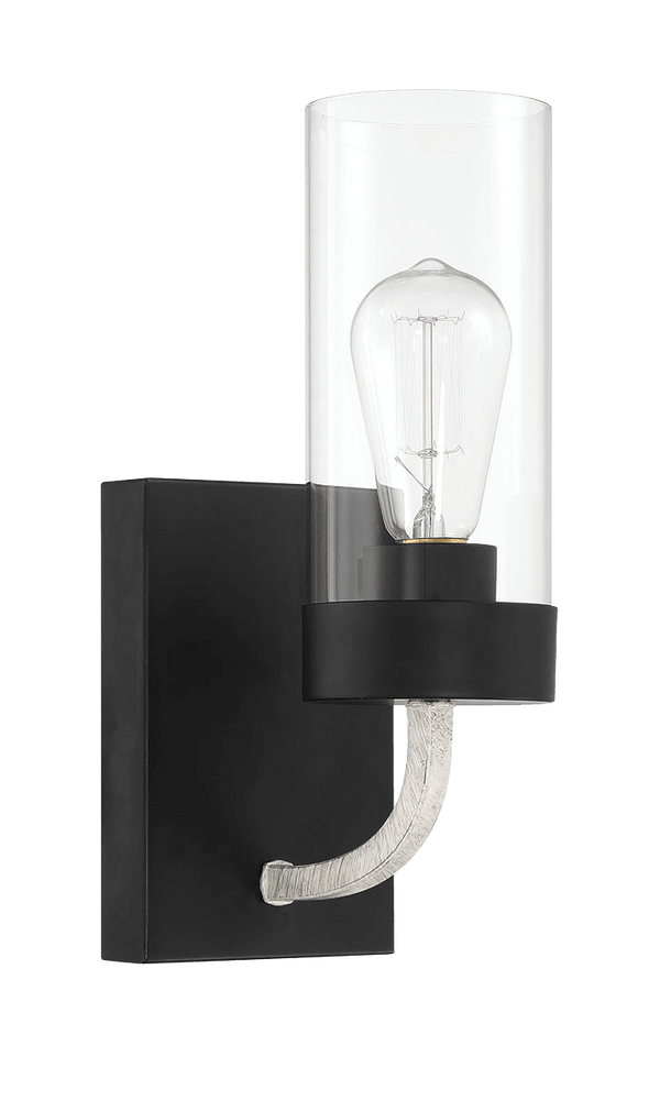Zephyr Single Light Sconce With Clear Glass Metal Black Finish