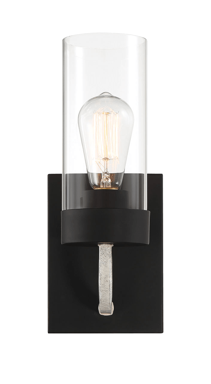 Zephyr Single Light Sconce With Clear Glass Metal Black Finish from Ashcroft Furniture - Luna Furniture