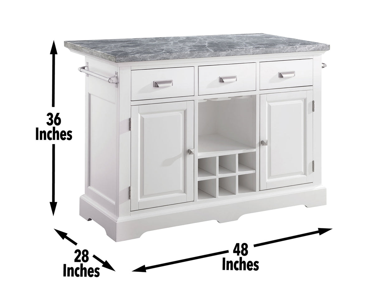 Zermatt 2-Piece Grey Marble Kitchen Island(Island, 2 Counter Stools) from Steve Silver - Luna Furniture