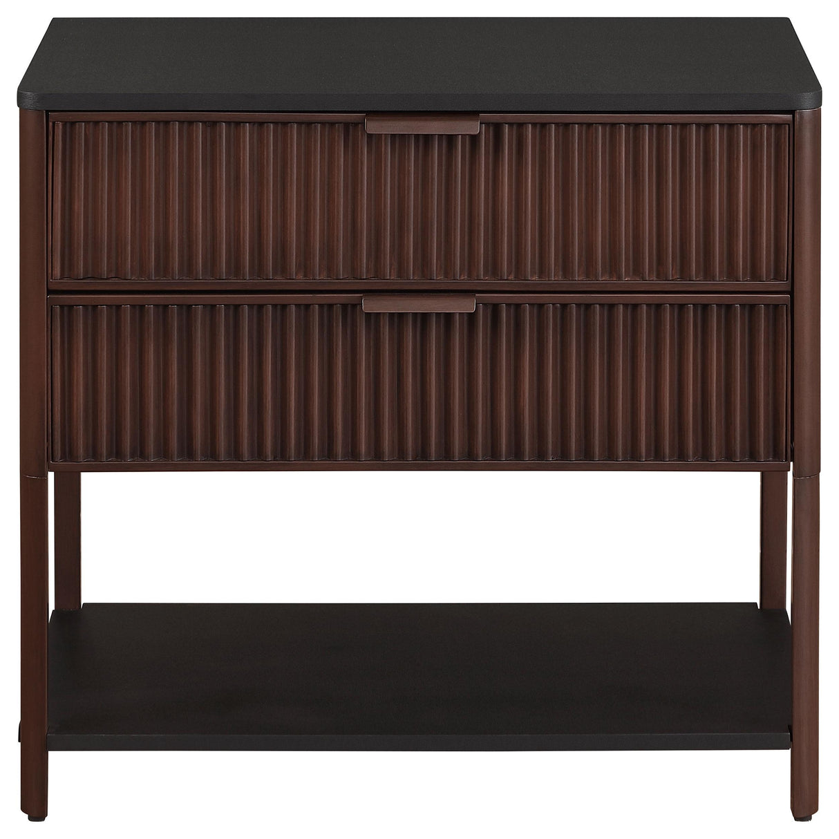 Zimmerlee Rust Brown 2-Drawer Side Table with Shelf from Coaster - Luna Furniture
