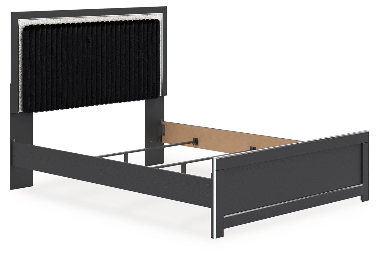 Zuraleus Black Queen Upholstered Panel Bed from Ashley Furniture - Luna Furniture