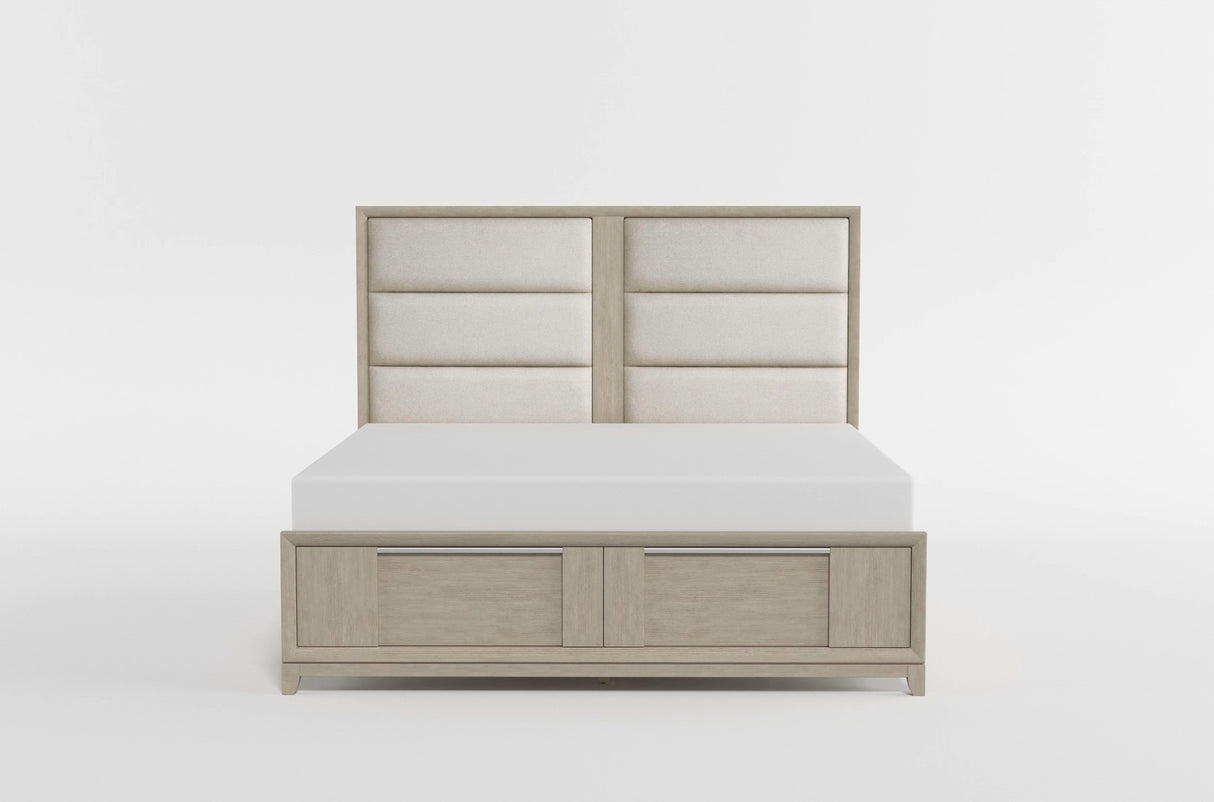 McKewen Light Gray California King Platform Bed with Footboard Storage from Homelegance - Luna Furniture