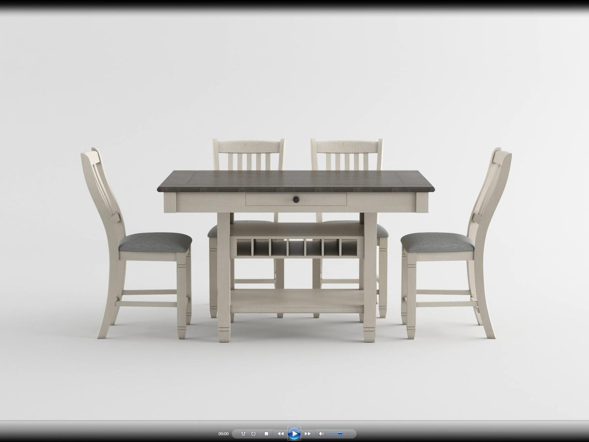 Granby Antique White 7-Piece Counter Height Set from Homelegance - Luna Furniture