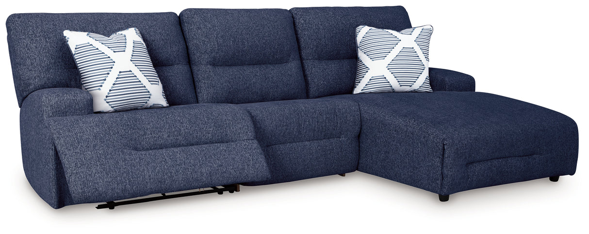 Acklen Place Navy 3-Piece RAF Chaise Power Reclining Sectional from Ashley - Luna Furniture