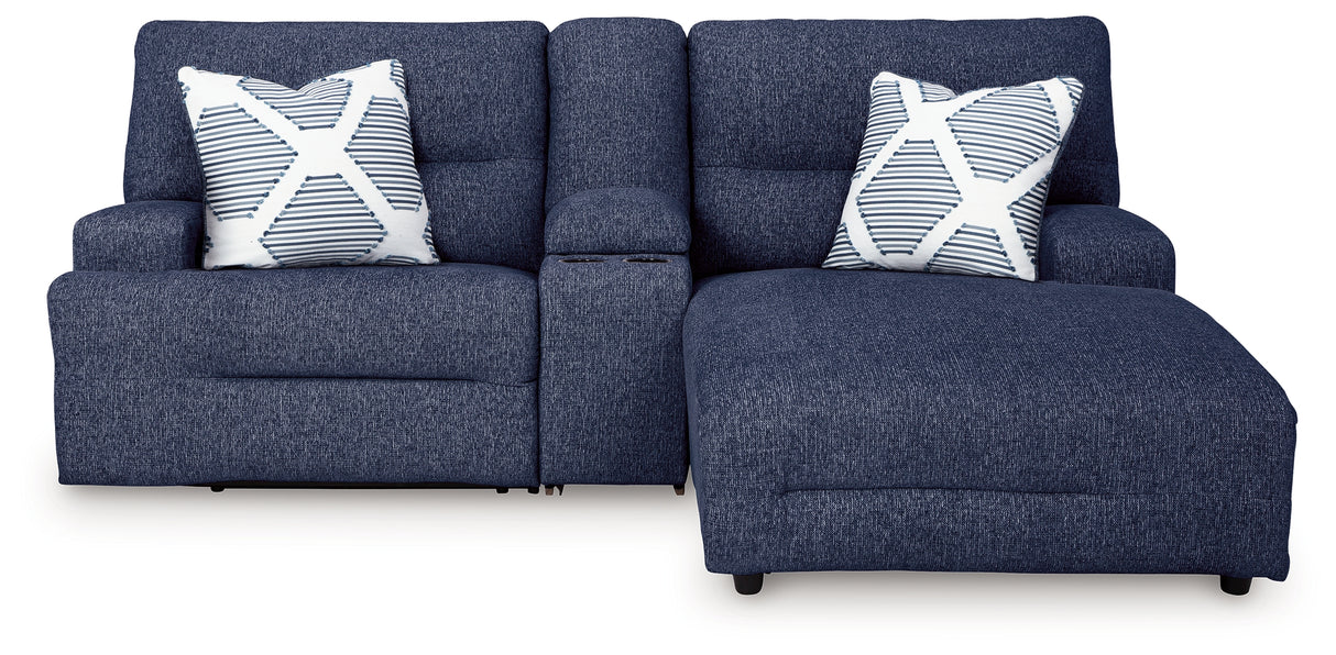 Acklen Place Navy 3-Piece RAF Chaise Power Reclining Sectional from Ashley - Luna Furniture