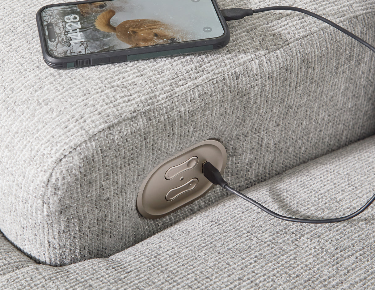 Acklen Place Pewter 3-Piece RAF Chaise Power Reclining Sectional from Ashley - Luna Furniture