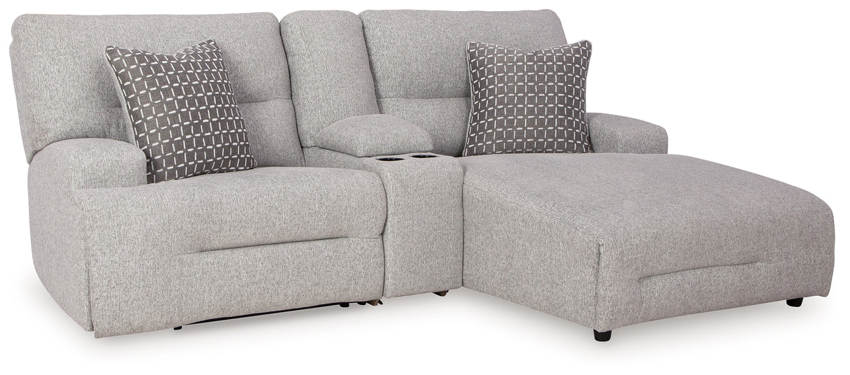 Acklen Place Pewter 3-Piece RAF Chaise Power Reclining Sectional from Ashley - Luna Furniture