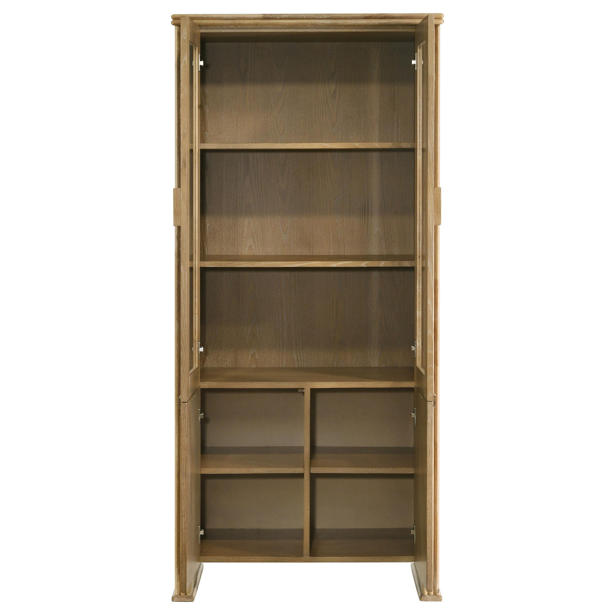 Adina Distressed Light Brown Tall Dining Display Cabinet from Coaster - Luna Furniture